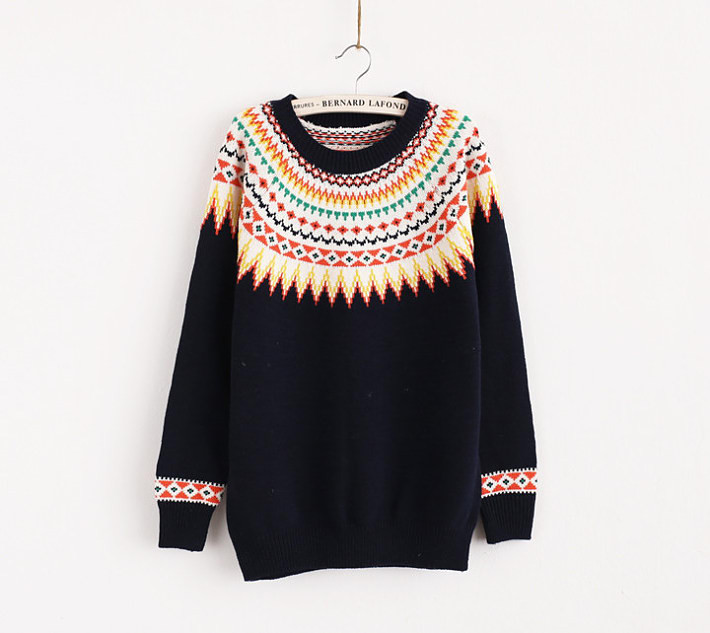 Sunflower Sweater Round Neck Long Sleeve Knit -3 on Luulla